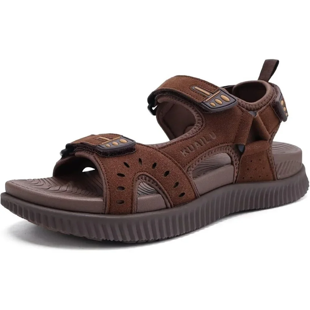Casual Hiking Sandals Men's Dark Brown Athletic Sports Walking Fisherman Shoes